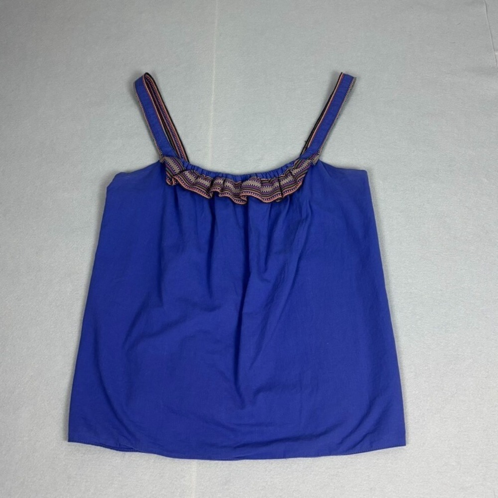 Anthropologie One September Womens Purple‎ Colorful Ruffle Hem boho tank Size 4